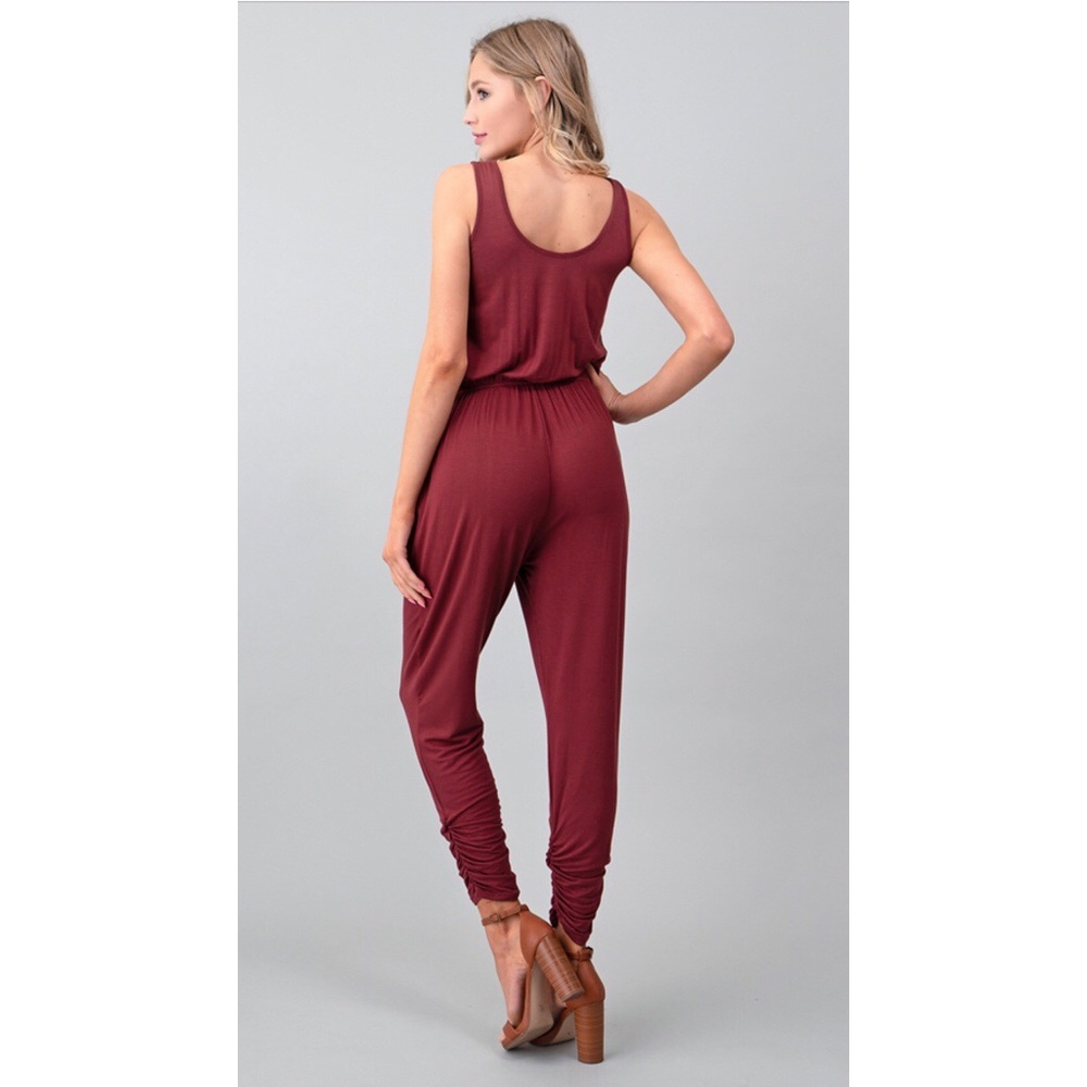 🎀SALE🎀 Button Front Ruched Ankle Jumpsuit 🆕 - Picture 4 of 6